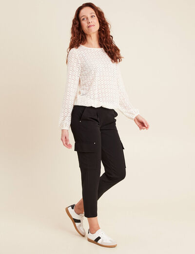 Blouse manches longues ecru femme