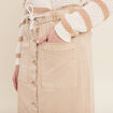 Jupe longue droite en jean denim beige femme