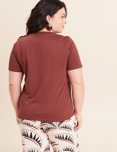 T-shirt manches courtes marron femme