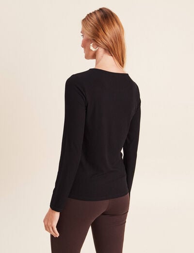 T-shirt thermique ajust&eacute; manches longues noir femme