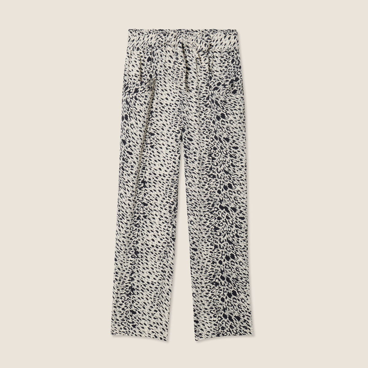 Pantalon flou taille haute ivoire femme