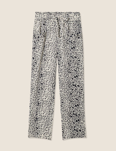Pantalon flou taille haute ivoire femme