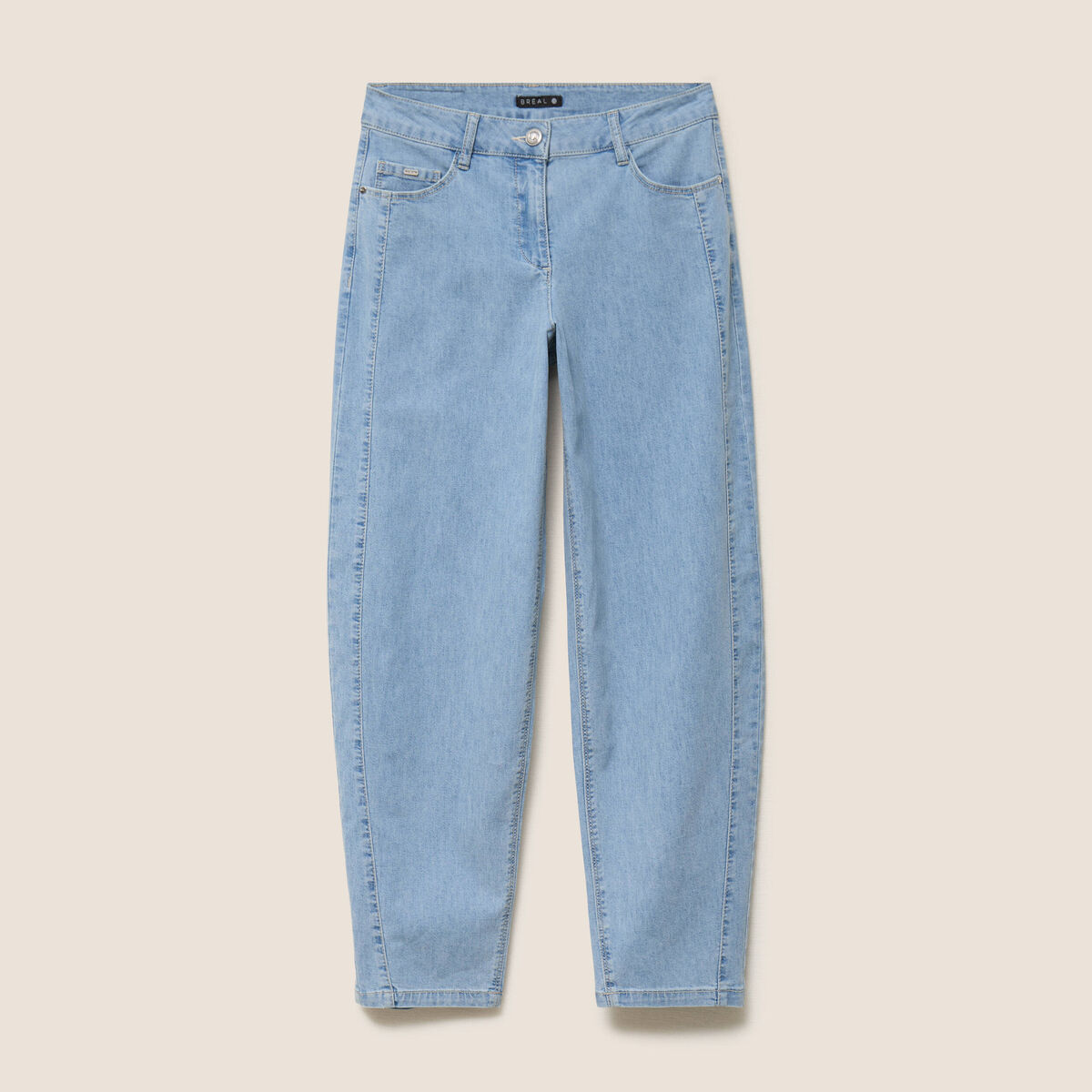 Jean coupe barrel 7/8&egrave;me denim bleach femme