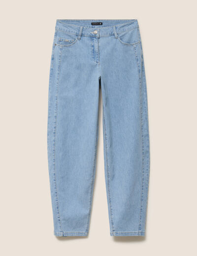 Jean coupe barrel 7/8&egrave;me denim bleach femme