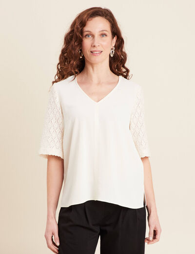 Blouse manches 3/4 ecru femme