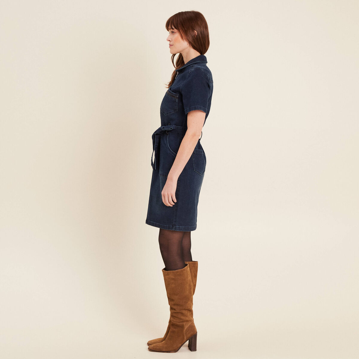 Robe ajustée en jean denim brut femme
