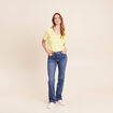 T-shirt col v manches courtes jaune clair femme
