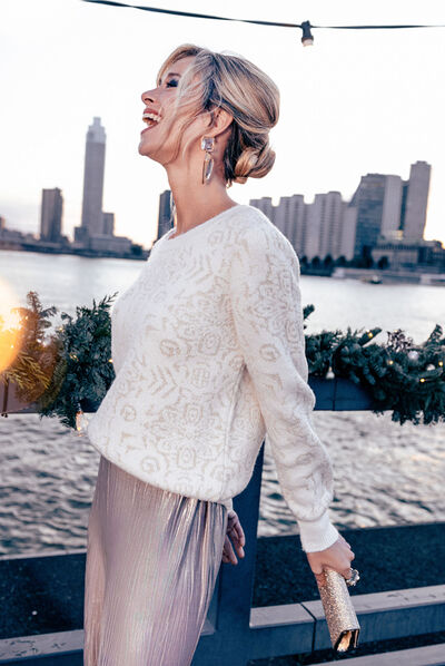 Pull manches longues blanc femme