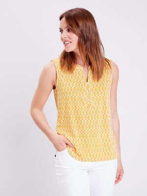 Debardeur col tunisien plis jaune or femme