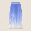 Jupe midi patineuse pliss&eacute;e bleu femme