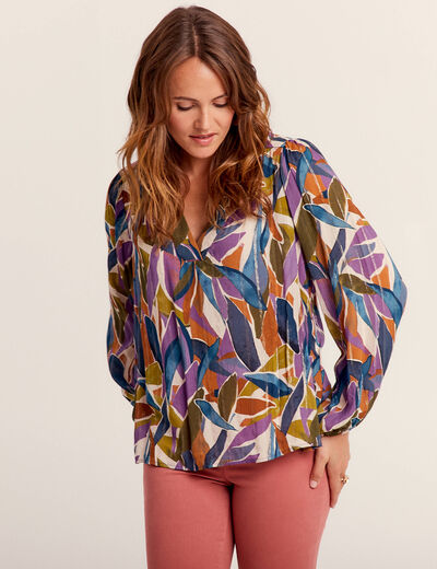 Blouse manches longues multicolore femme