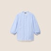 Chemise col montant manches 3/4 bleu femme