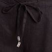 Pantalon large taille haute aspect lin noir femme