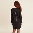 Robe droite détail simili cuir noir femme