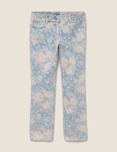 Jean coupe droite 7/8&egrave;me taille standard rose femme