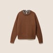 Pull col rond marron fonc&eacute; femme