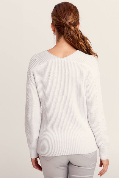 Pull manches longues gris argent femme