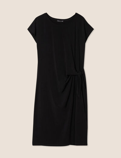 Robe cintrée courte col rond noir femme