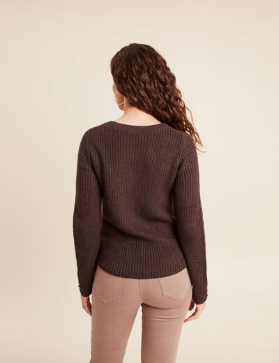 Pull manches longues marron femme
