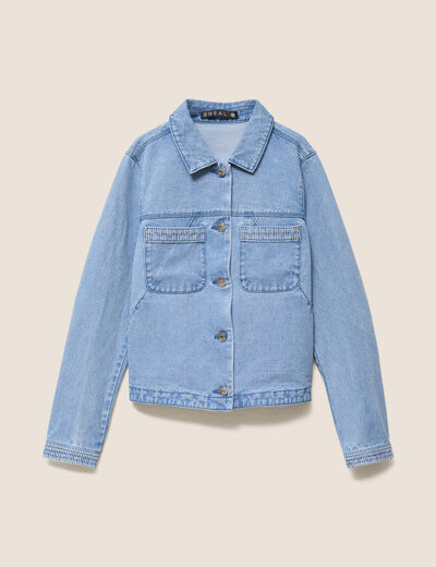 Veste manches longues en jean denim baby bleu femme
