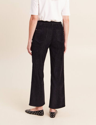 Jean taille haute en velours denim brut femme