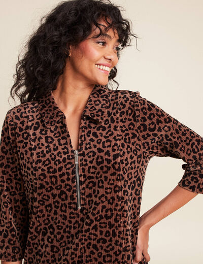 Robe droite velours marron femme