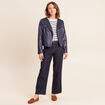 Veste droite zipp&eacute;e bleu fonc&eacute; femme