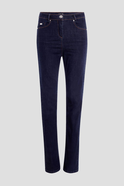 Jeans ajusté taille haute denim brut femme