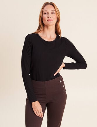 T-shirt thermique ajust&eacute; manches longues noir femme