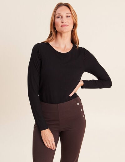 T-shirt thermique ajust&eacute; manches longues noir femme