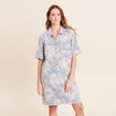 Robe droite courte en jean col chemise rose femme