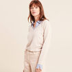 T-shirt effet 2 en 1 col chemise creme femme