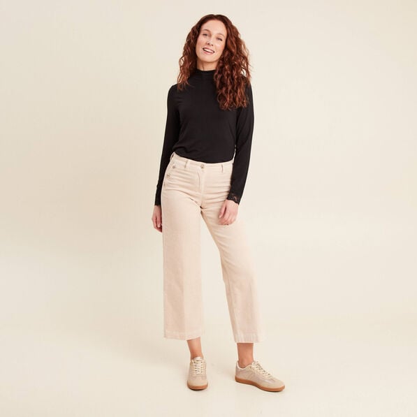 pantalon large velours cotele sable femme Pantalon large velours côtelé sable femme