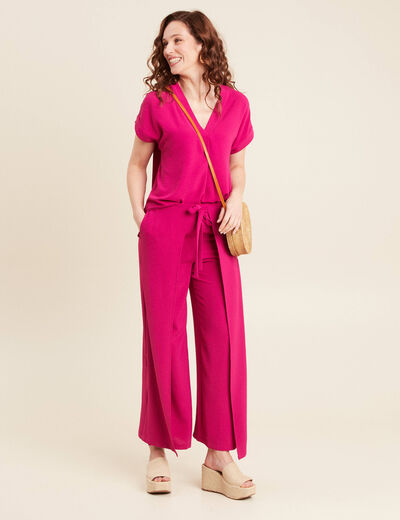 Blouse manches courtes rose fushia femme