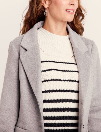 Manteau 2 en 1 droit &agrave; capuche gris clair femme