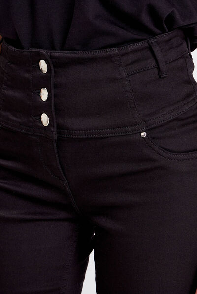 Jean droit effet gainant denim noir femme