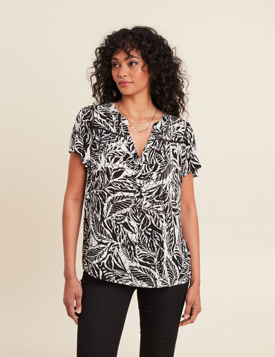Blouse manches courtes noir femme