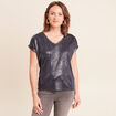T-shirt manches courtes bleu fonc&eacute; femme