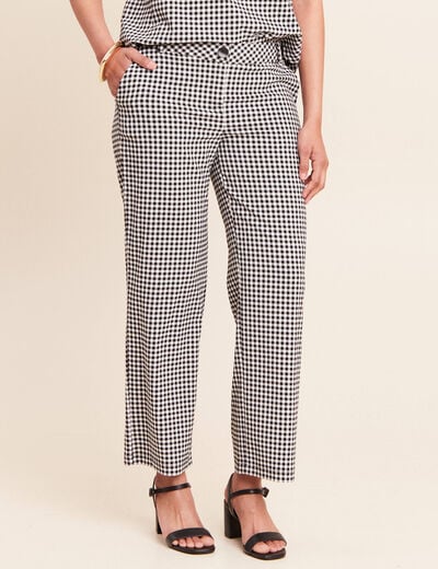 Pantalon large 7/8&egrave;me taille standard noir femme