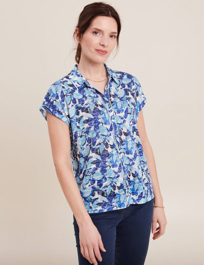 Chemise manches courtes bleu femme