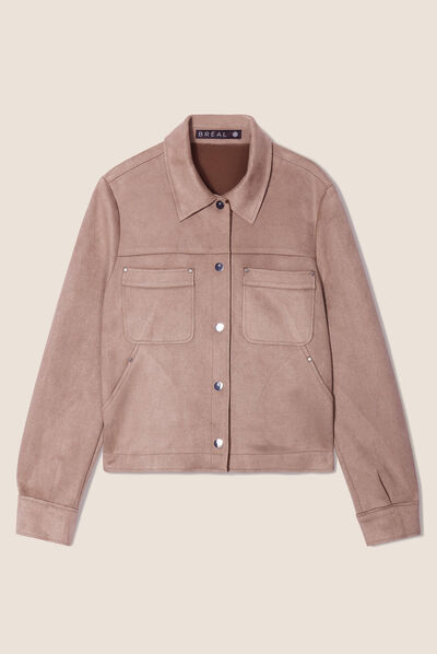 Veste droite suédine taupe femme