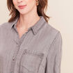 Chemise col chemise manches longues denim gris femme