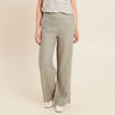 Pantalon large taille haute en lin vert clair femme