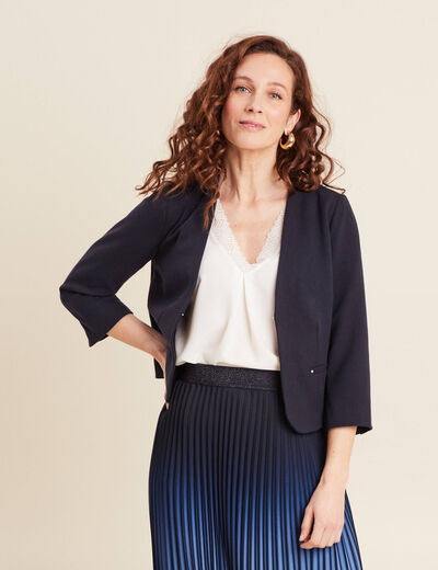 Veste cintrée bleu foncé femme