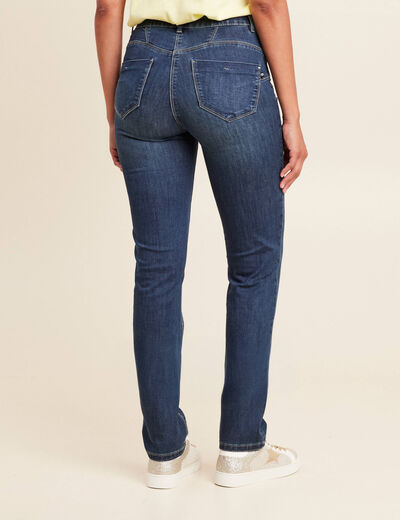 Jean coupe ajust&eacute;e long denim brut femme