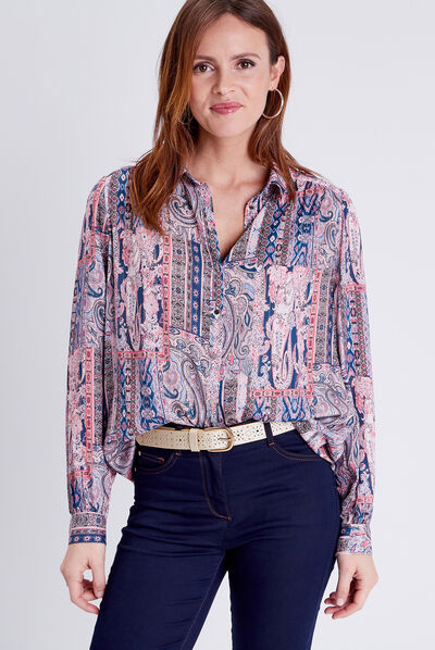 Chemise à manches longues bleu ciel femme