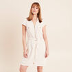 Robe droite courte col chemise beige femme