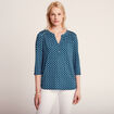 T-shirt manches 3/4 bleu foncé femme
