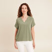 Blouse fluide manches courtes vert clair femme