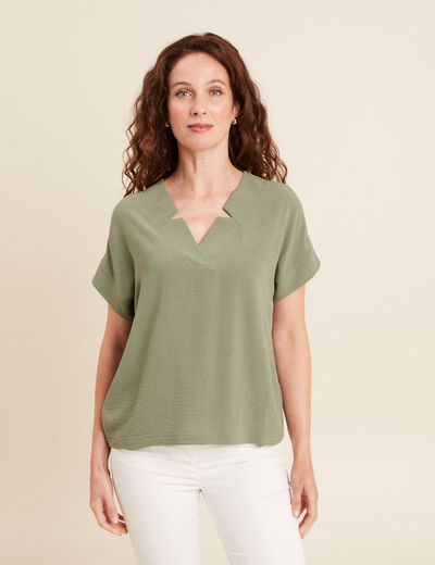 Blouse fluide manches courtes vert clair femme